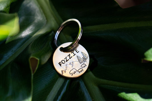 Bears Hand Stamped Metal Dog Name Tag