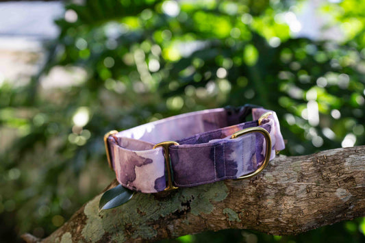 Purple Marble Eco Canvas Custom Dog Collar