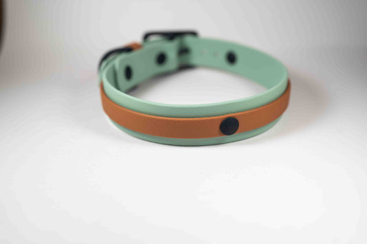 14-16" Sage and Tawny Accent Stripe Collar
