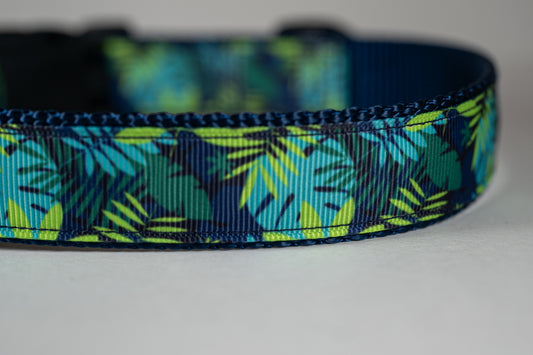 Tropical Leaves Adjustable Dog Collar