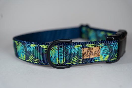Tropical Leaves Adjustable Dog Collar