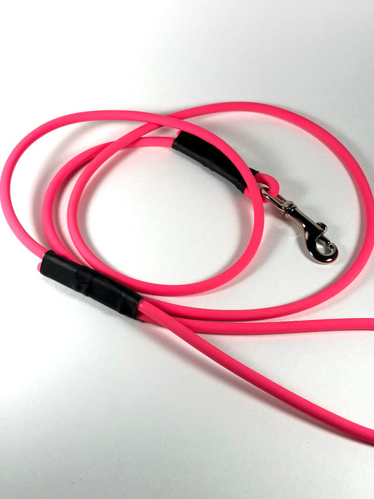 Hot Pink Rolled BioThane Leash 6’