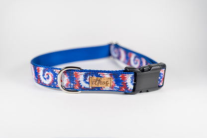 Tie Dye Fourth of July Adjustable Webbing Dog Collar