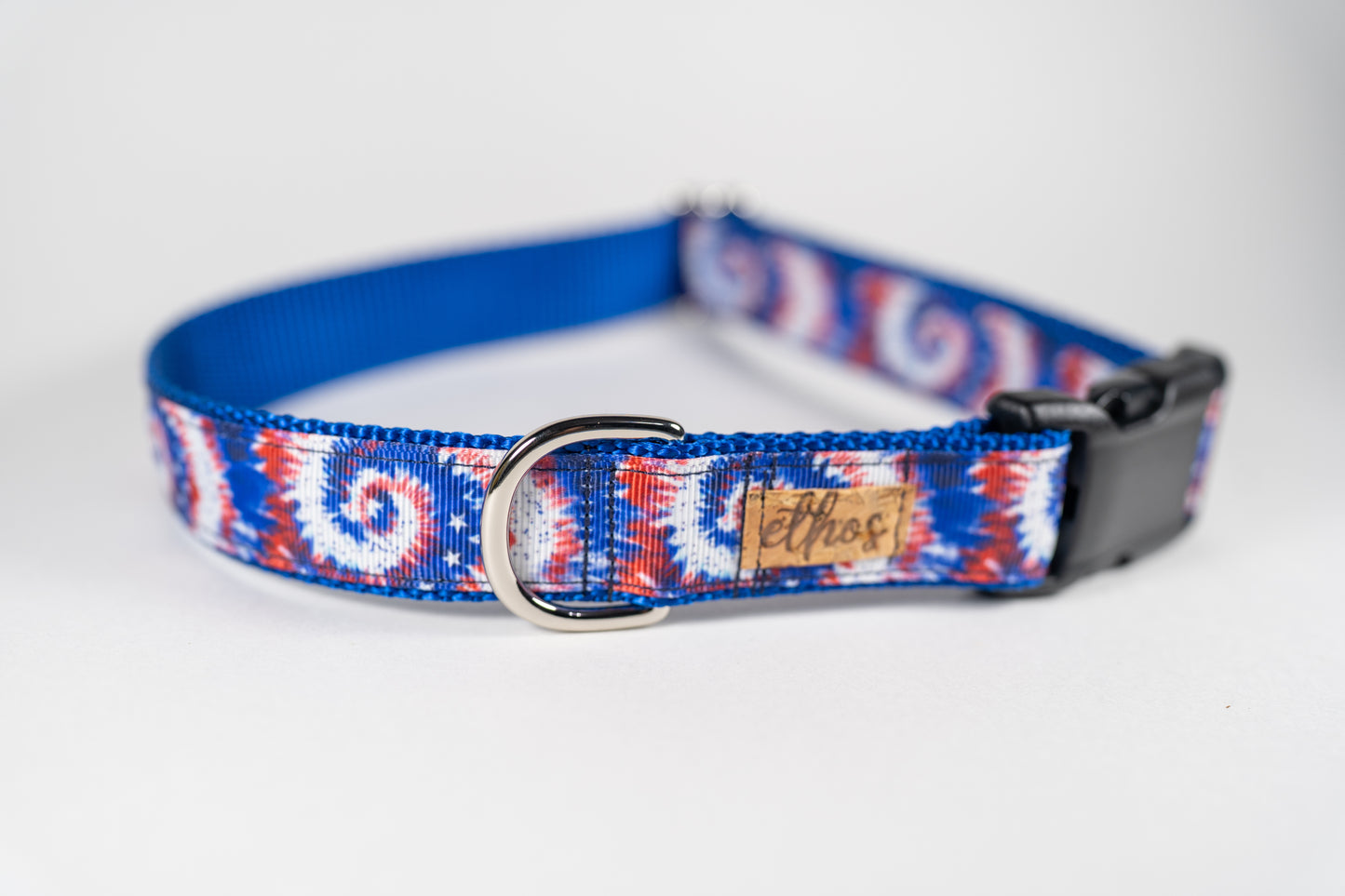 Tie Dye Fourth of July Adjustable Webbing Dog Collar