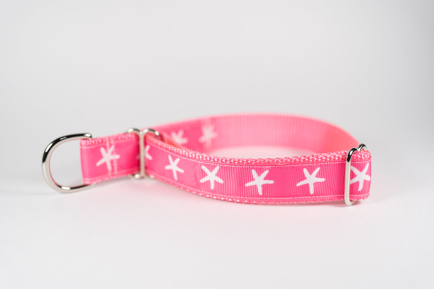 Preppy Starfish Pink Adjustable Webbing Dog Collar
