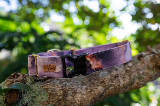 Purple Marble Eco Canvas Custom Dog Collar