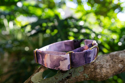 Purple Marble Eco Canvas Custom Dog Collar