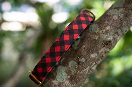 Buffalo Plaid Eco Canvas Custom Dog Collar