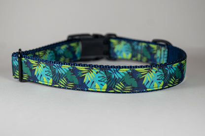 Tropical Leaves Adjustable Dog Collar